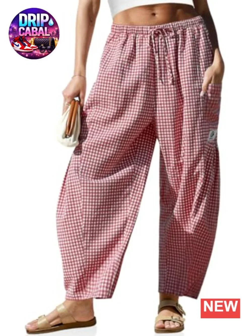Breezy Linen Wide Leg Palazzo Harem Pants with Pockets Drawstring Beach Lounge